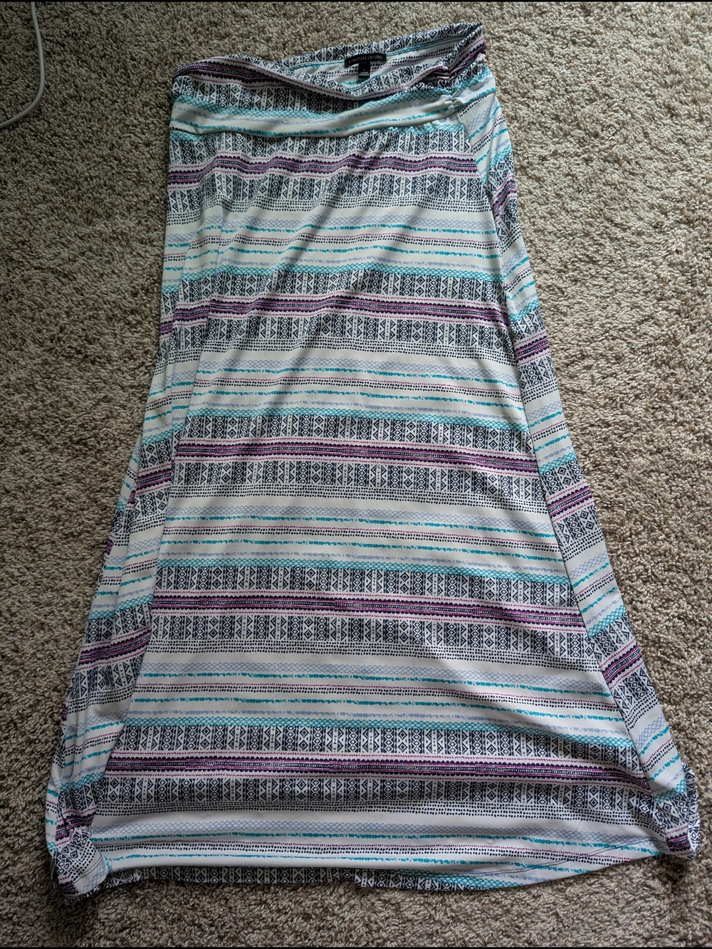 Signature Studio Striped Maxi Skirt in Teal, Purple, Black & White